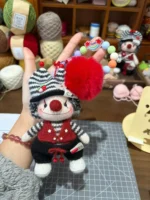 Knitted Clown Bag Charm | Vintage Circus Plush Keychain - Image 6
