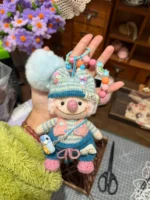Knitted Clown Bag Charm | Vintage Circus Plush Keychain - Image 5