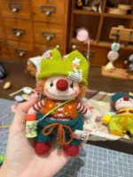 Knitted Clown Bag Charm | Vintage Circus Plush Keychain - Image 4