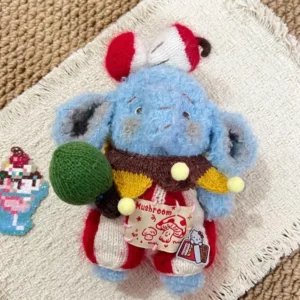 Knitted Circus Elephant Plush | Vintage Artisan Stuffed Animal
