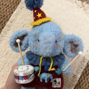 Knitted Drummer Elephant Plush | Artisan Heirloom Stuffed Animal