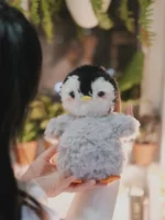 Crochet Fluffy Baby Penguin Plush | Chubby Snowball Animal Toy