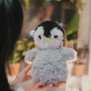 Crochet Fluffy Baby Penguin Plush | Chubby Snowball Animal Toy