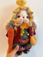 Knitted Harvest Bunny Plush | Vintage Cottagecore Rabbit Toy (27cm)