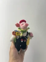 Knitted Spring Piglet Plush | Cottagecore Floral Bag Charm & Animal Toy (15cm) - Image 4