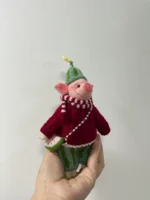 Knitted Watermelon Piglet Plush | Summer Picnic Animal Toy & Bag Charm (15cm) - Image 4