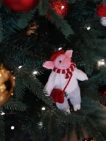 Knitted Winter Snowflake Piglet Plush | Cozy Holiday Animal Toy (15cm) - Image 4