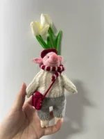 Knitted Winter Snowflake Piglet Plush | Cozy Holiday Animal Toy (15cm) - Image 11