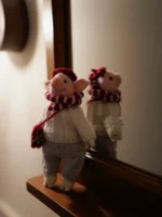 Knitted Winter Snowflake Piglet Plush | Cozy Holiday Animal Toy (15cm) - Image 6