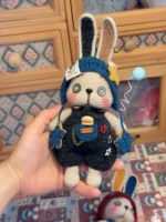 Crochet Whimsical Bunny Plushies | Quirky Button-Eye Rabbit Toy (17cm) - Image 3