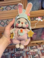 Crochet Whimsical Bunny Plushies | Quirky Button-Eye Rabbit Toy (17cm) - Image 6