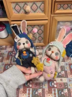 Crochet Whimsical Bunny Plushies | Quirky Button-Eye Rabbit Toy (17cm) - Image 2
