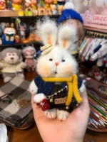 Knitted Bunny Plush | Posable Snowman Outfit Rabbit Toy (15cm)