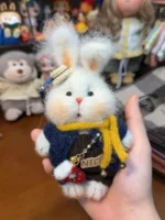 Knitted Bunny Plush | Posable Snowman Outfit Rabbit Toy (15cm) - Image 2