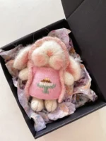 Knitted Birthday Cake Bunny Plush | Sleeping Rabbit Bag Charm (11cm) - Image 3