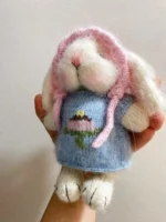 Knitted Birthday Cake Bunny Plush | Sleeping Rabbit Bag Charm (11cm) - Image 9
