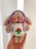 Knitted Birthday Cake Bunny Plush | Sleeping Rabbit Bag Charm (11cm) - Image 10