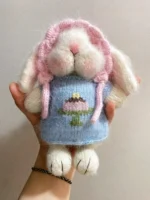 Knitted Birthday Cake Bunny Plush | Sleeping Rabbit Bag Charm (11cm) - Image 4