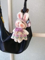 Knitted Spring Tulip Bunny Plush | Sleeping Rabbit Bag Charm (14cm / 19cm) - Image 2