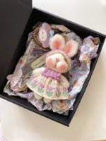 Knitted Spring Tulip Bunny Plush | Sleeping Rabbit Bag Charm (14cm / 19cm)