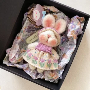 Knitted Spring Tulip Bunny Plush | Sleeping Rabbit Bag Charm (14cm / 19cm)