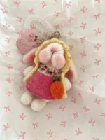 Knitted Carrot Forager Bunny Plush | Vintage Fair Isle Bag Charm (11cm / 15cm) - Image 2