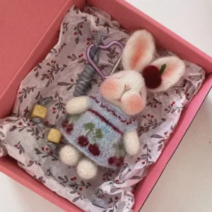 Knitted Sweet Cherry Bunny Plush | Coquette Fruit Bag Charm (11cm / 15cm)