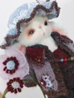 Knitted Botanist Bunny Plush | Heirloom Art Toy with Giant Flower (29cm) - Image 2