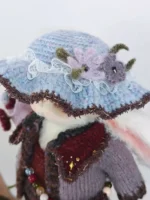 Knitted Botanist Bunny Plush | Heirloom Art Toy with Giant Flower (29cm) - Image 5