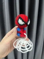 Crochet Web-Slinger Hero Plush | Upside-Down Action Bag Charm